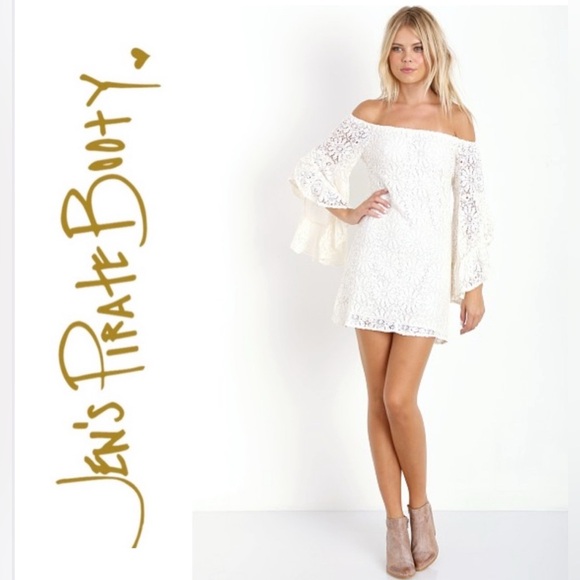 Jen's Pirate Booty Dresses & Skirts - Jen's Pirate Booty Mini Dress French Lace Bardot Natural Size Medium